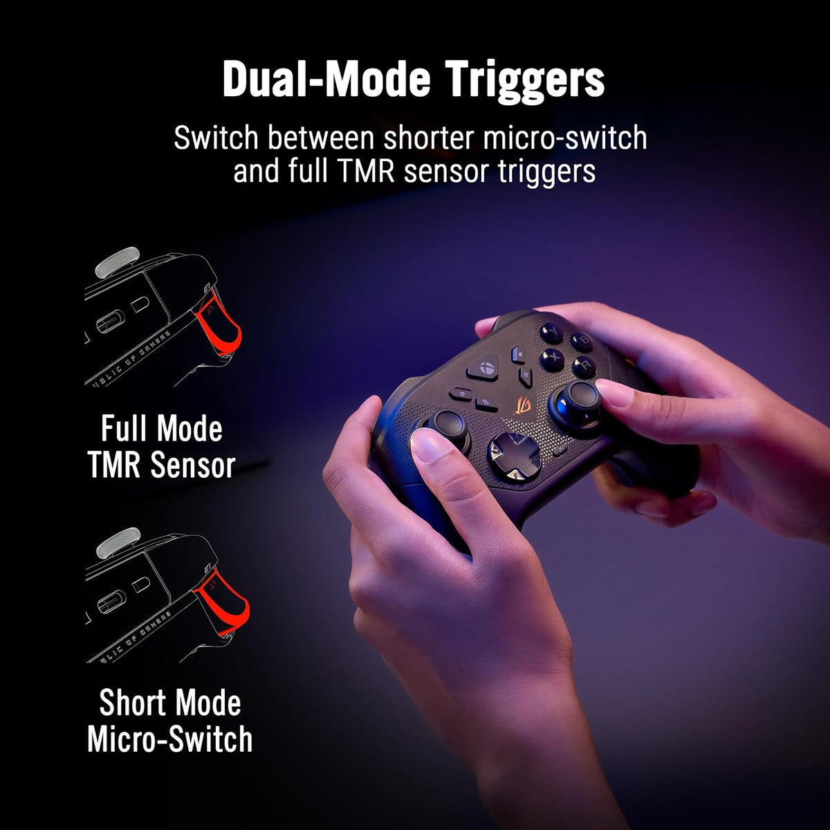 ASUS ROG Raikiri II Xbox Wireless Gaming Controller TMR joysticks, Xbox/PCs/Ally support, 1000Hz Polling Rate, Dual-Mode Triggers, 4 Rear Buttons, Micro-Switch Buttons, Up to 50 hours Battery Life — product image 5
