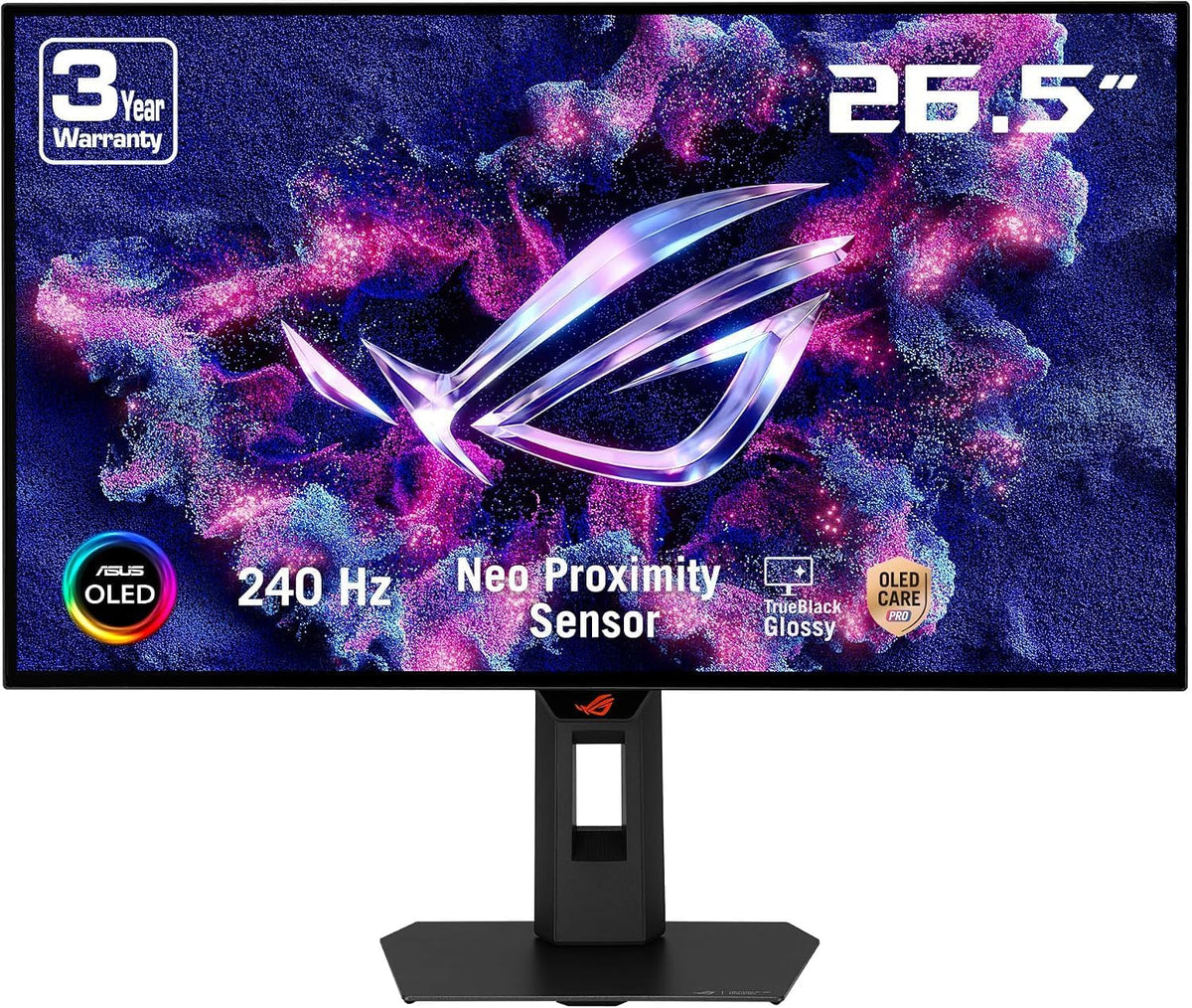 ASUS ROG Strix OLED XG27AQDMG Gen2 (XG27AQDMGR) Gaming Monitor: 27-inch (26.5-inch viewable) 1440p TrueBlack Glossy™ OLED, 240 Hz, 0.03 ms, Neo Proximity Sensor, ASUS OLED Care Pro - Black — product image 1