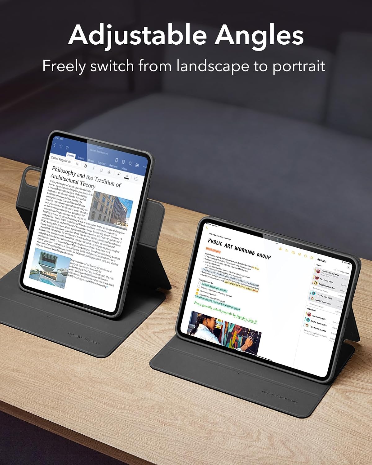 B09KLPQB33 | ESR for iPad Air 11 Inch Case M2(2024), iPad Air 6th/5th/4th Gen Case (2024/2022/2020), 10.9 Inch Case with Pencil Holder, Removable Magnetic Cover, Vertical Stand, Rebound 360 Series, Black | Default Title | Image 5