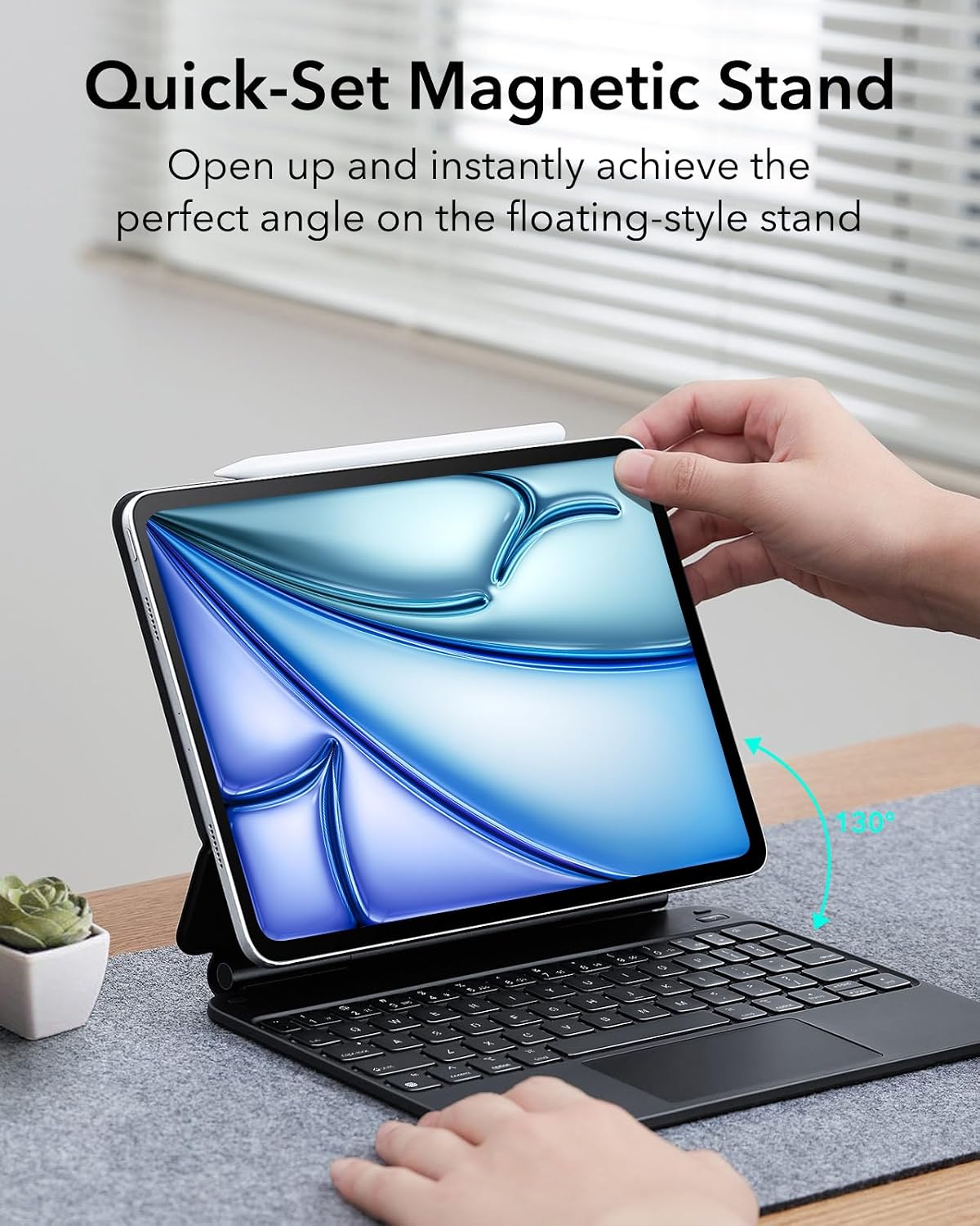 B09N744Y4C | ESR for iPad Air 11 inch Case with Keyboard M4/M3/M2 (2026/2025/2024), iPad Pro 11 & Air 5/4th Magic keyboard Case, Easy-Set Floating Cantilever Stand, Precision Multi-Touch Trackpad, Black | iPad Air 11/5/4, iPad Pro 11(4th/3rd/2nd/1st Gen) | Image 4