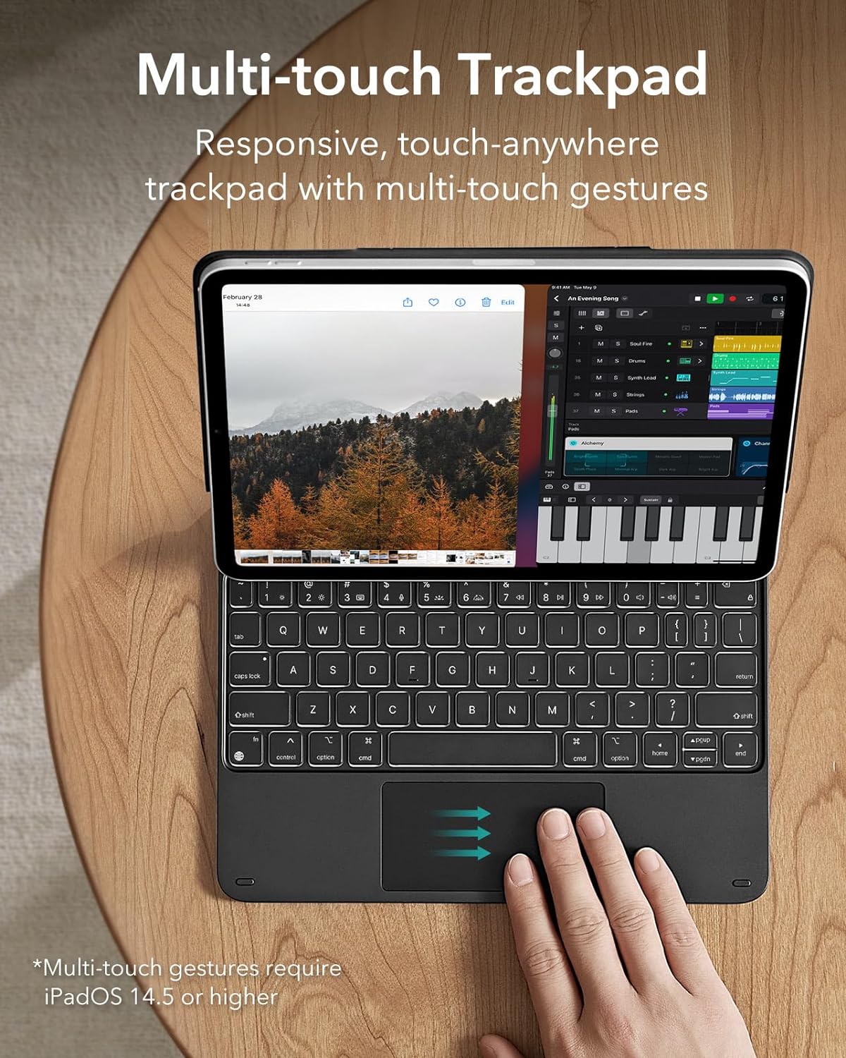B09N744Y4C | ESR for iPad Air 11 inch Case with Keyboard M4/M3/M2 (2026/2025/2024), iPad Pro 11 & Air 5/4th Magic keyboard Case, Easy-Set Floating Cantilever Stand, Precision Multi-Touch Trackpad, Black | iPad Air 11/5/4, iPad Pro 11(4th/3rd/2nd/1st Gen) | Image 5