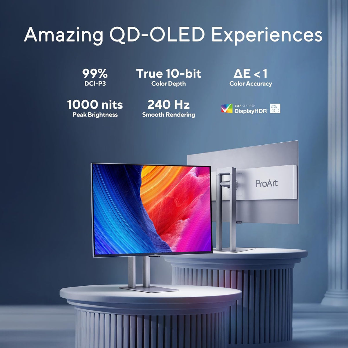 ASUS ProArt Display OLED PA32UCDM Professional Monitor: 32-inch (31.5 inch viewable), 4K UHD (3840 x 2160), QD-OLED, Ultra-slim, 240Hz, 0.1ms, Auto Calibration, HDR-10, HLG, Dolby Vision - Black — product image 3