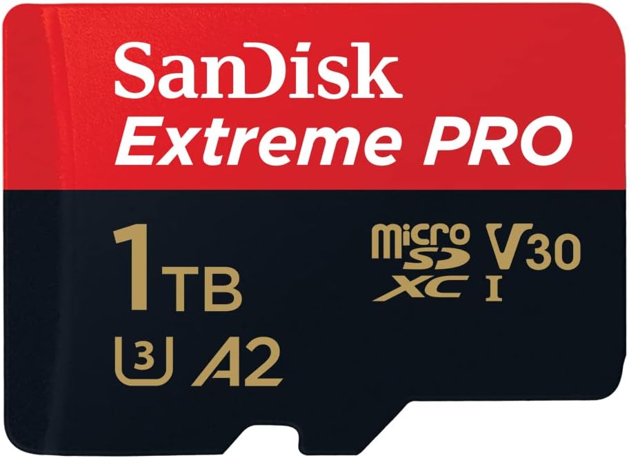 SanDisk 1TB Extreme Pro microSD UHS I Card for 4K Video on Smartphones, Action Cams & Drones 200MB/s Read, 140MB/s Write, SDSQXCD 1T00 GN6MA, Red/Black — product image 1