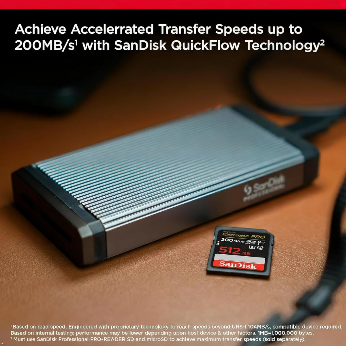 SanDisk 512GB Extreme PRO SDXC card +, up to 200MB/s, UHS I, Class 10, U3, V30 SDSDXXD 512G GN4IN, Black — product image 2