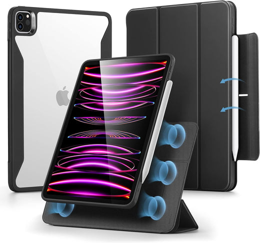 ESR for iPad Pro 12.9 Case, iPad 12.9 Pro Folio Case (2022/2021, 6th/5th Generation) with Pencil Holder, Detachable Magnetic Cover, Vertical Stand, Rebound 360 Series, Black