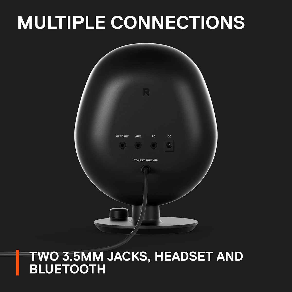 SteelSeries Arena 3 - Full-Range 2.0 Gaming Speakers – Immersive Audio – On-Speaker Controls – 4" Speaker Drivers – Wired & Bluetooth – 3.5mm Aux – PC, Mac, Mobile – UK Plug, Black — product image 4