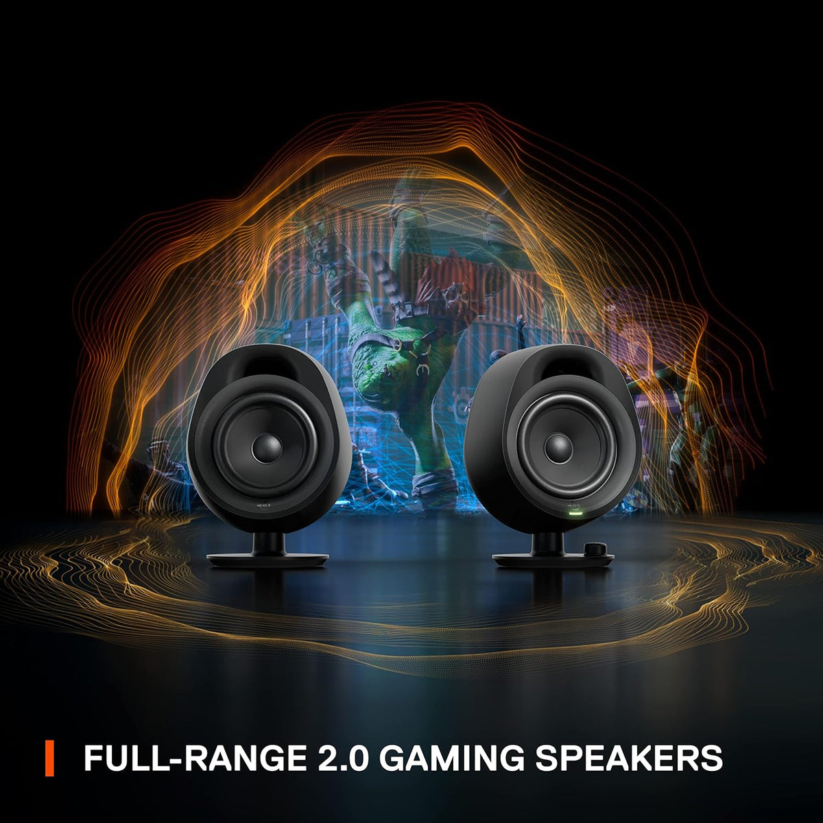 SteelSeries Arena 3 - Full-Range 2.0 Gaming Speakers – Immersive Audio – On-Speaker Controls – 4" Speaker Drivers – Wired & Bluetooth – 3.5mm Aux – PC, Mac, Mobile – UK Plug, Black — product image 2