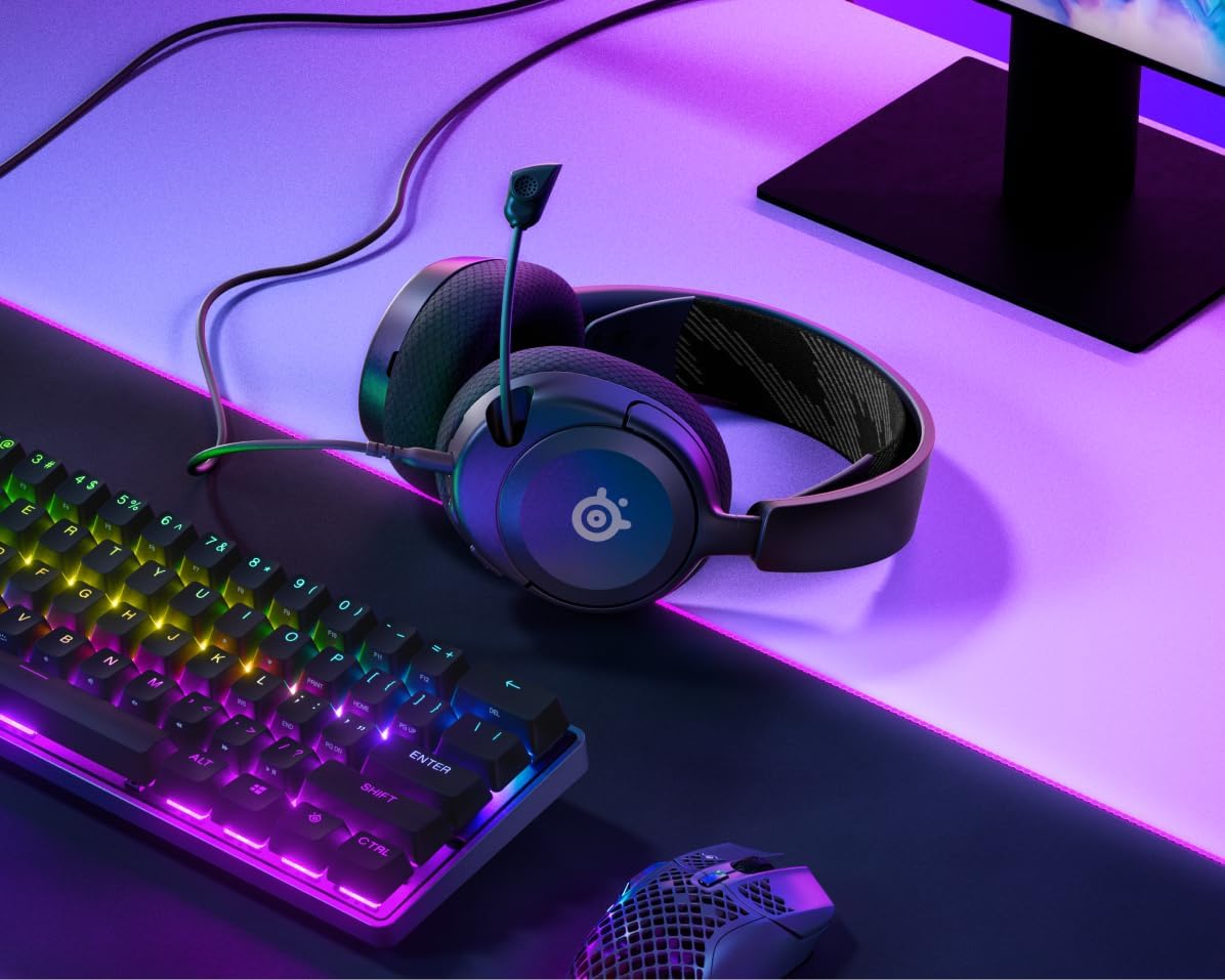 SteelSeries Arctis Nova 1 — Multi-System Gaming Headset — Hi-Fi Drivers — 360° Spatial Audio — AirWeave Memory Foam Ear Cushions — Ultra Lightweight — PC, PS5, PS4, Switch, Xbox - Black — product image 2