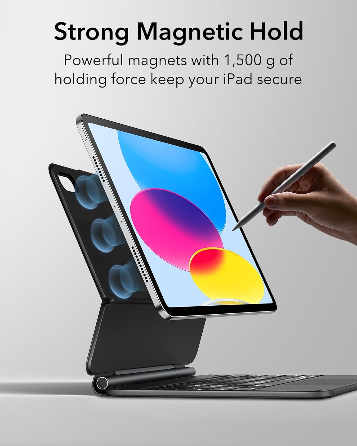 B0BCVMWCW5 | ESR iPad 11th(A16, 2025)/10th Gen Case with Keyboard, Magic Keyboard for iPad 10.9", Case with Floating Cantilever Stand, Springy Backlit Keys, Multi-Touch Trackpad, Rebound Series, Black | iPad 11th(A16,2025)/10th | Image 3