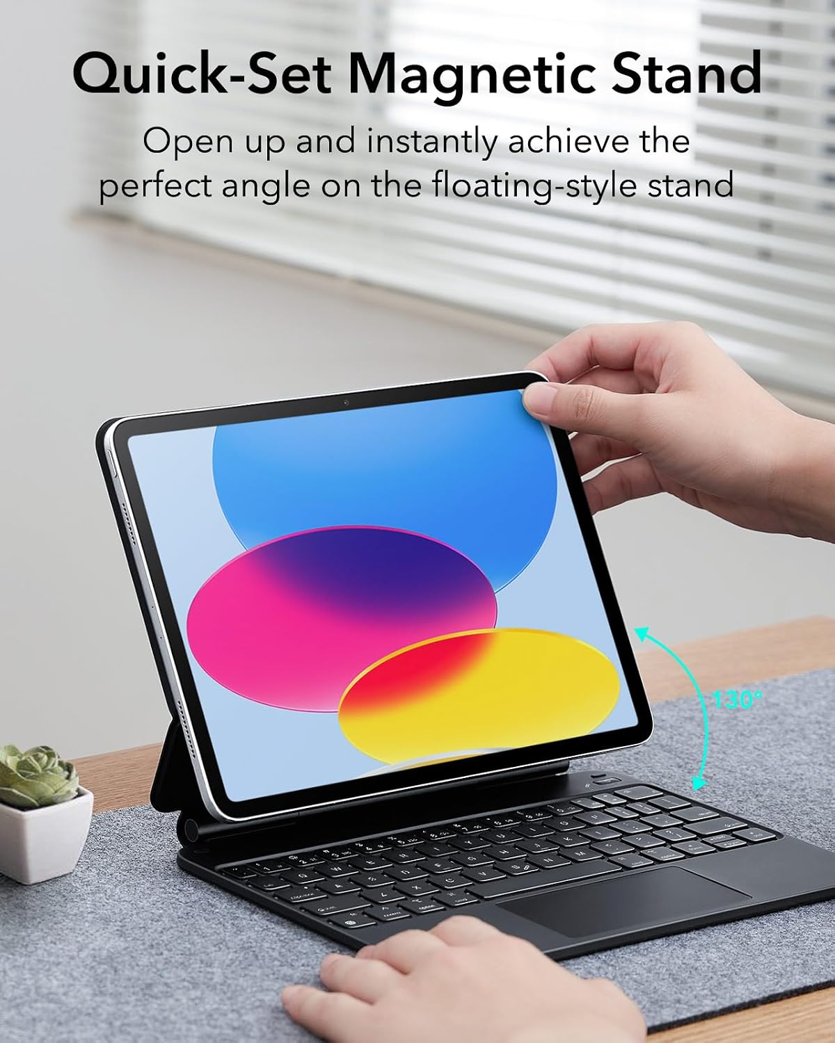 B0BCVMWCW5 | ESR iPad 11th(A16, 2025)/10th Gen Case with Keyboard, Magic Keyboard for iPad 10.9", Case with Floating Cantilever Stand, Springy Backlit Keys, Multi-Touch Trackpad, Rebound Series, Black | iPad 11th(A16,2025)/10th | Image 4