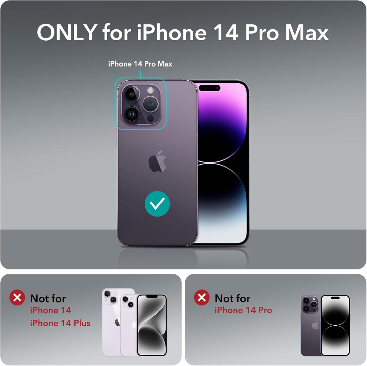 B0BGKBGBCT | ESR Magnetic Phone Case for iPhone 14 Pro Max, Compatible with MagSafe, Built-in Camera Ring Stand, Military-Grade Protection, Classic Kickstand Case (HaloLock),Clear Black | Default Title | Image 2