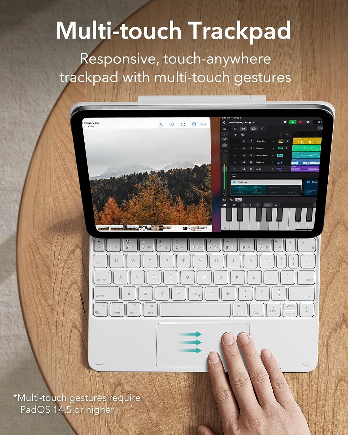B0BP1JDYFJ | ESR iPad 11th(A16, 2025)/10th Gen Case with Keyboard, Magic Keyboard for iPad 10.9", Case with Floating Cantilever Stand, Springy Backlit Keys, Multi-Touch Trackpad, Rebound Series, White | White | Image 5
