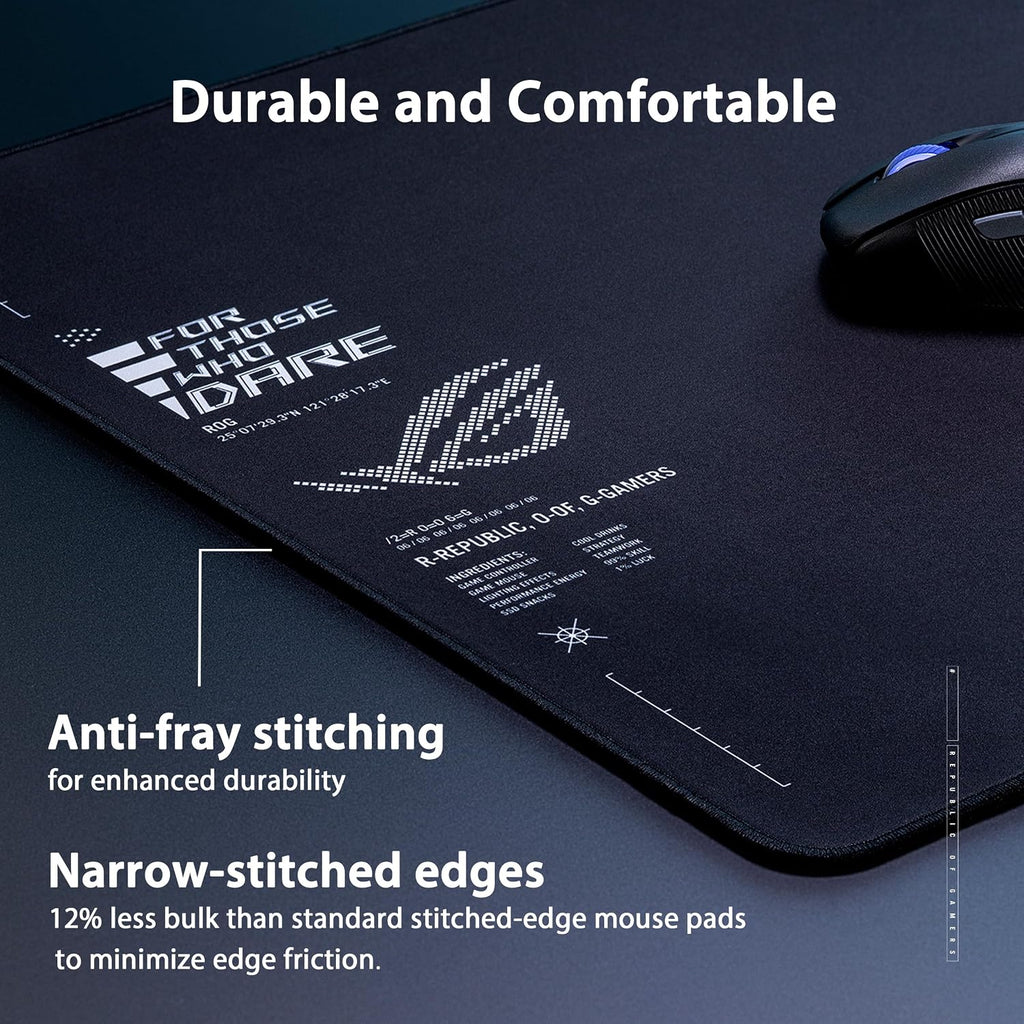 ASUS ROG Sheath II XXL Gaming Mouse Pad, Advanced Cooling Fabric, Durable Anti-Fray Edges, Non-Slip Rubber Base, 400 x 900 x 3mm, Black — product image 3