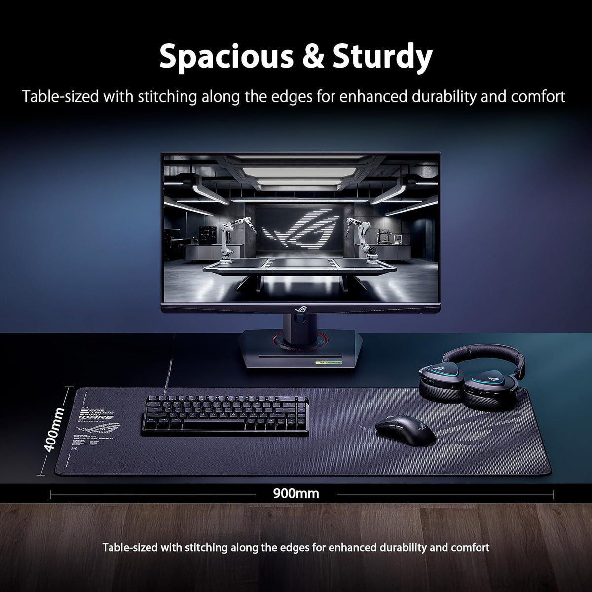 ASUS ROG Sheath II XXL Gaming Mouse Pad, Advanced Cooling Fabric, Durable Anti-Fray Edges, Non-Slip Rubber Base, 400 x 900 x 3mm, Black — product image 5