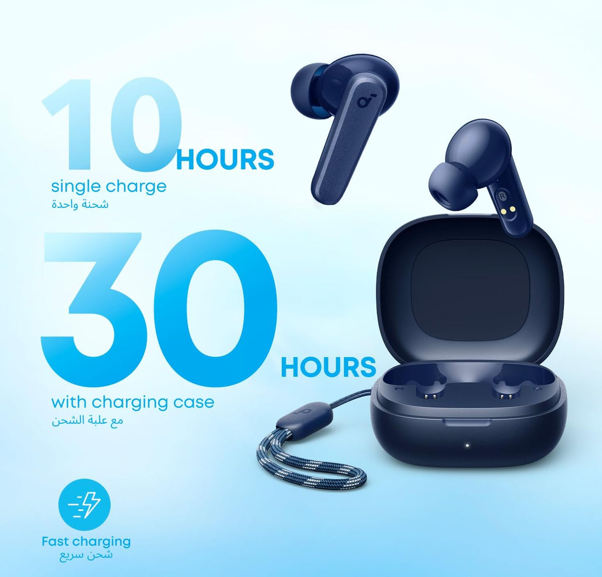 B0BTYDLTM3 | soundcore by Anker P20i Earbuds, 10mm Drivers, Big Bass, 30H | Blue