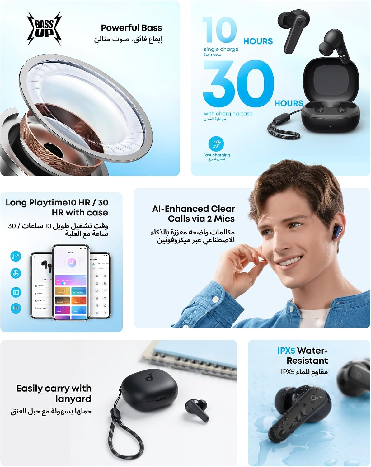 B0BTYCRJSS | soundcore by Anker P20i Earbuds, 10mm Drivers, Big Bass, 30H | Black