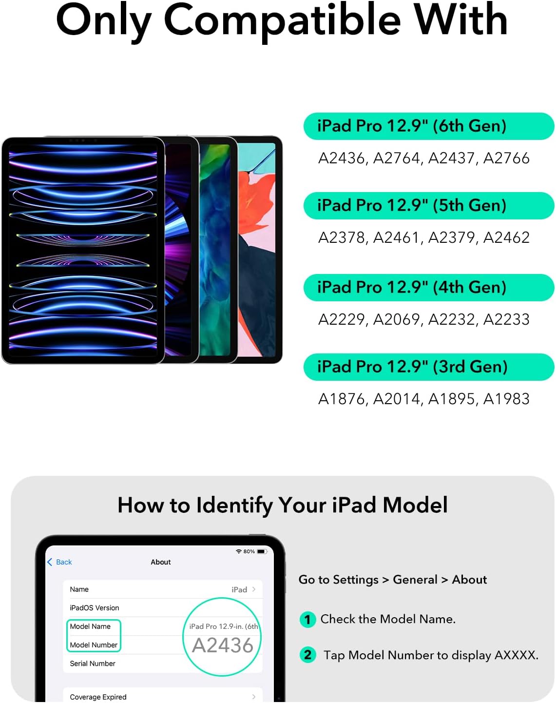 B0C26T5X1Q | ESR iPad Pro 12.9 Case with Keyboard, Easy-Set Magnetic Stand, Portrait/Raised Modes for iPad iPad Pro 12.9 (2022/2021/2020/2018), Removable Protective Case, Rebound 360 Series, Black | Black | Image 2