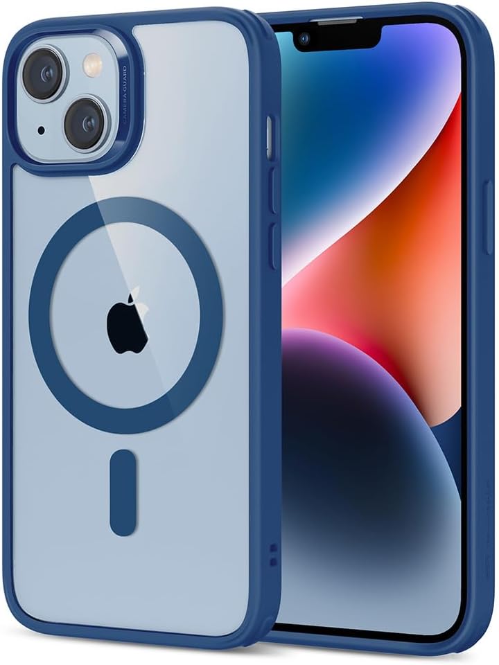 B0C3CLSS1S | ESR for iPhone 14 Case/iPhone 13 Case, Compatible with MagSafe, Shockproof Military-Grade Protection, Magnetic Phone Case for iPhone 14/13, Classic Series (HaloLock), Clear Blue | Default Title | Image 1