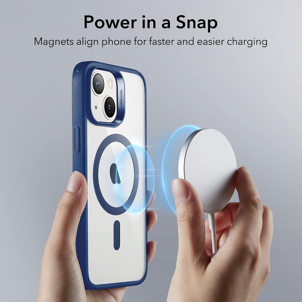 B0C3CLSS1S | ESR for iPhone 14 Case/iPhone 13 Case, Compatible with MagSafe, Shockproof Military-Grade Protection, Magnetic Phone Case for iPhone 14/13, Classic Series (HaloLock), Clear Blue | Default Title | Image 5