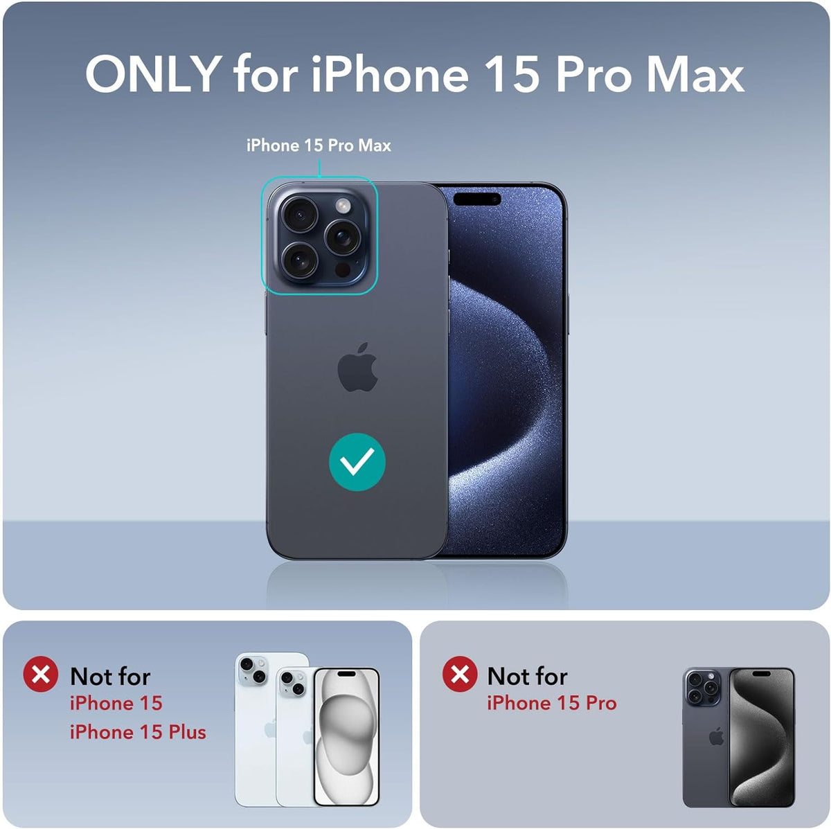 B0CC1BXHSN | ESR for iPhone 15 Pro Max Case Cover, Compatible with MagSafe, Built-in Stash Stand Phone Case, Military-Grade Protective Case, Scratch-Resistant Back Cover, Classic Series, Clear Blue | Default Title | Image 2