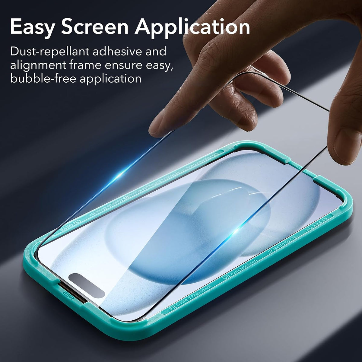 B0CCDQDL28 | ESR for iPhone 15 Plus Screen Protector Set, 3 Tempered-Glass Screen Protectors and 1 Set Individual Lens Protectors, 2.5D Curved Edges, Full-Coverage Military-Grade Protection, Scratch Resistant | HD 3+1 PCS | Image 4