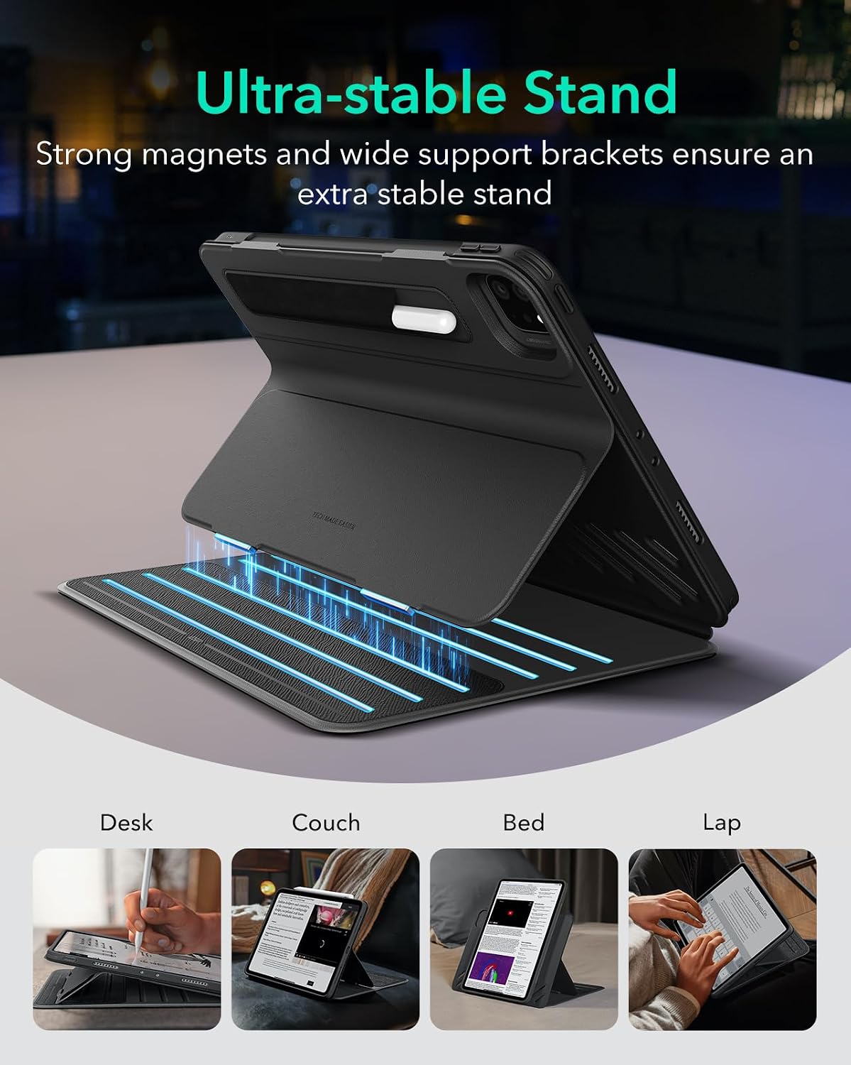 B0CDPRDWZX | ESR for iPad Pro 12.9 Case (6th/5th Generation, 2022/2021), Black | Black | Image 4