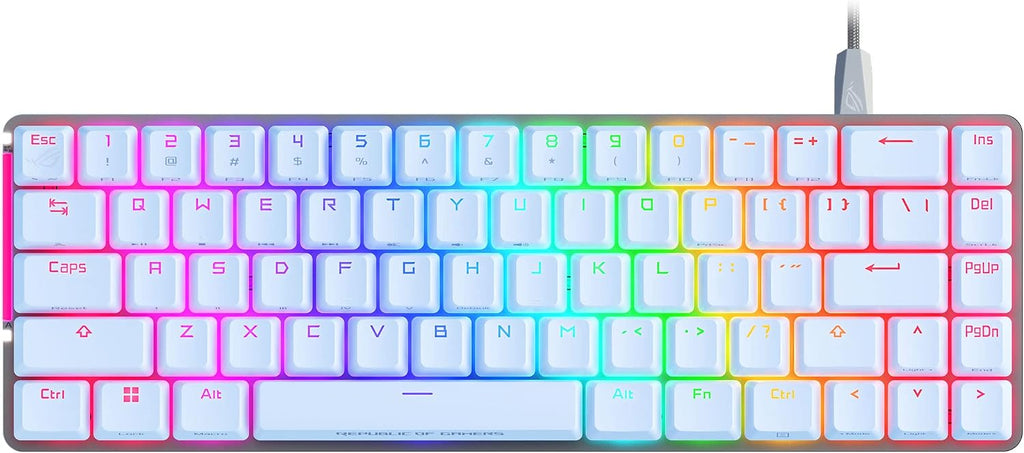 ASUS ROG Falchion Ace 65% RGB Compact Gaming Mechanical Keyboard, Lubed ROG NX Red Switches & Switch Stabilizers, Sound-Dampening Foam, ABS Keycaps, Wired with KVM, Three Angles, AR layout, White — product image 1
