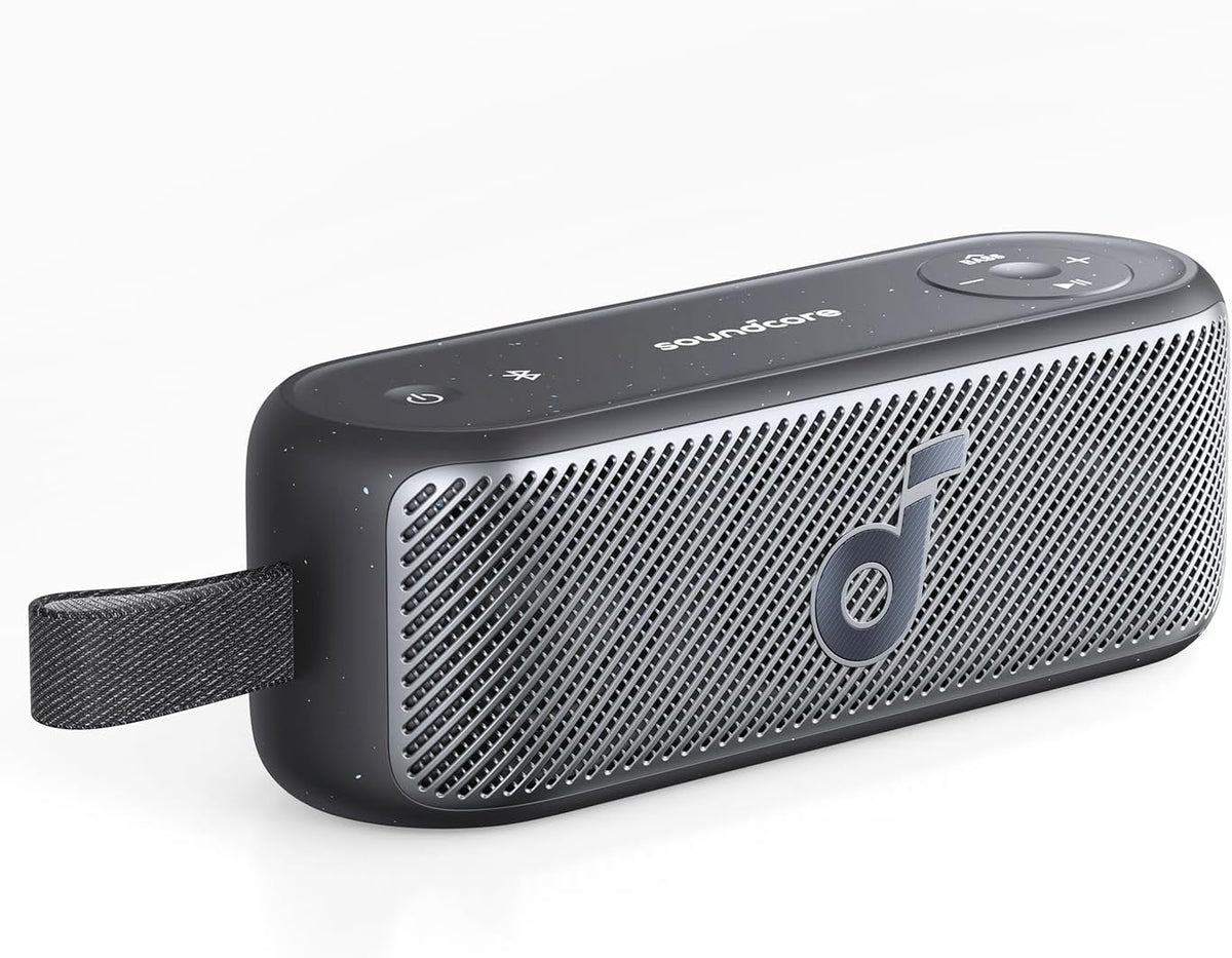 B0CJJ8DJT6 | soundcore Motion 100 Bluetooth Speaker, Portable Speaker with Wireless Hi-Res, 2 Full Range Drivers for Stereo Sound, Customizable EQ, Punchy Bass, IPX7, Ultra-Portable Design for Outdoor Use | Black | Image 1