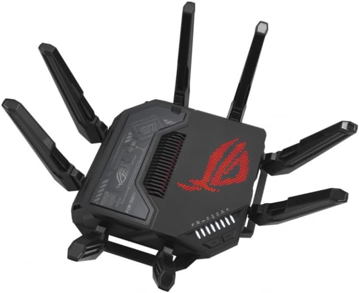 ASUS ROG Rapture GT-BE98 Quad-band WiFi 7 AiMesh Extendable Gaming Router, 25Gbps, 320MHz, 4K-QAM, Dual 10G Ports, Quad 2.5G Ports, VPNs, 4G LTE/5G Mobile Tethering - Black — product image 4