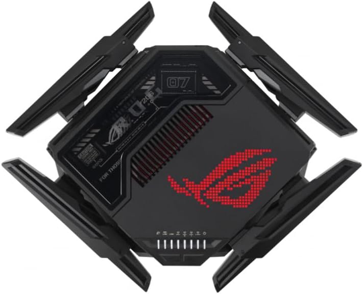 ASUS ROG Rapture GT-BE98 Quad-band WiFi 7 AiMesh Extendable Gaming Router, 25Gbps, 320MHz, 4K-QAM, Dual 10G Ports, Quad 2.5G Ports, VPNs, 4G LTE/5G Mobile Tethering - Black — product image 3