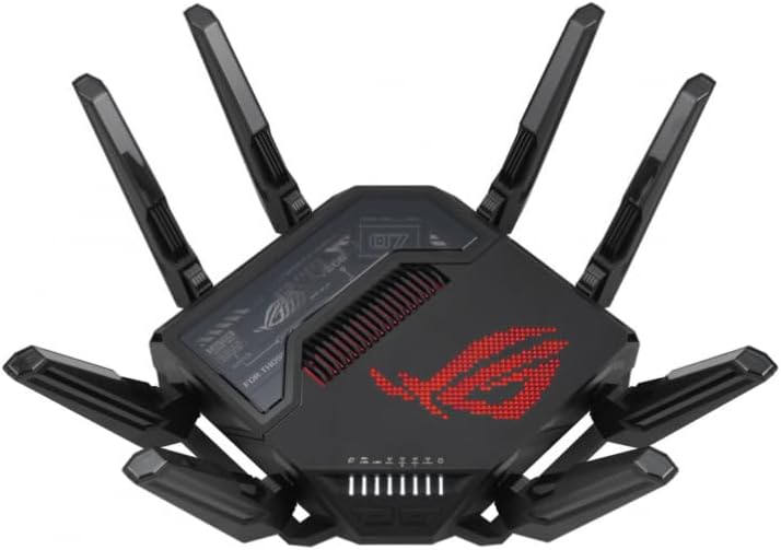 ASUS ROG Rapture GT-BE98 Quad-band WiFi 7 AiMesh Extendable Gaming Router, 25Gbps, 320MHz, 4K-QAM, Dual 10G Ports, Quad 2.5G Ports, VPNs, 4G LTE/5G Mobile Tethering - Black — product image 1