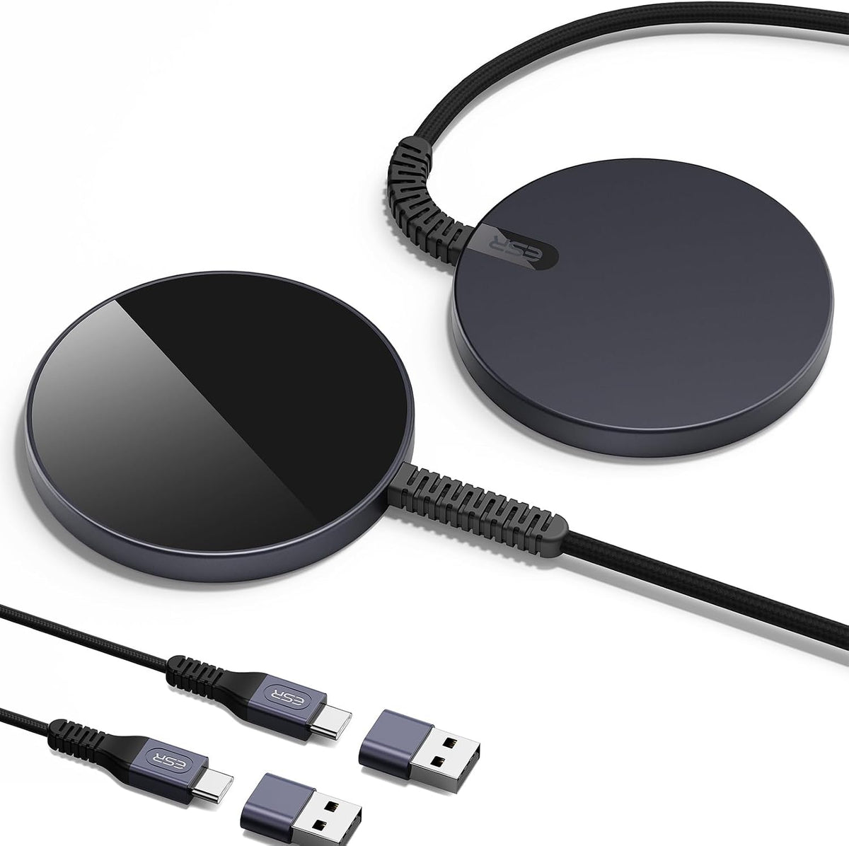B0CKXGJM65 | ESR Wireless Charger Compatible with MagSafe Charger, Phone Charger for iPhone 17/16/15/14/13/12 Series, AirPods 4/3/AirPods Pro, Strong Magnetic Lock, 2 Pack,Black | Black | Image 1