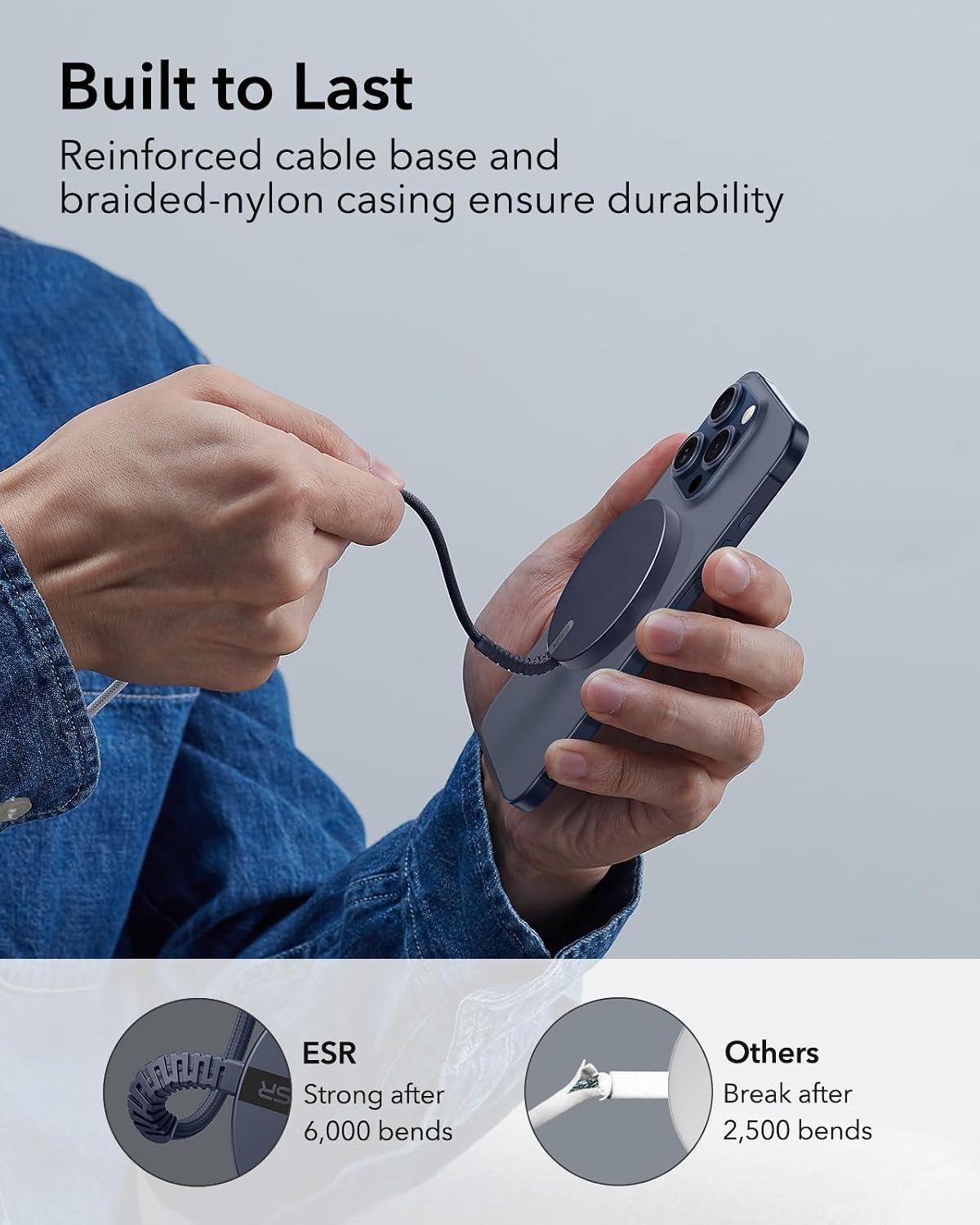 B0CM62KGY1 | ESR Wireless Charger for MagSafe Charger, Phone Charger,Compatible with iPhone 18 Pro/Pro Max 17-12 Series Series, AirPods 4/3/AirPods Pro, Strong Magnetic Lock, Blue Titanium | Dark Blue | Image 3