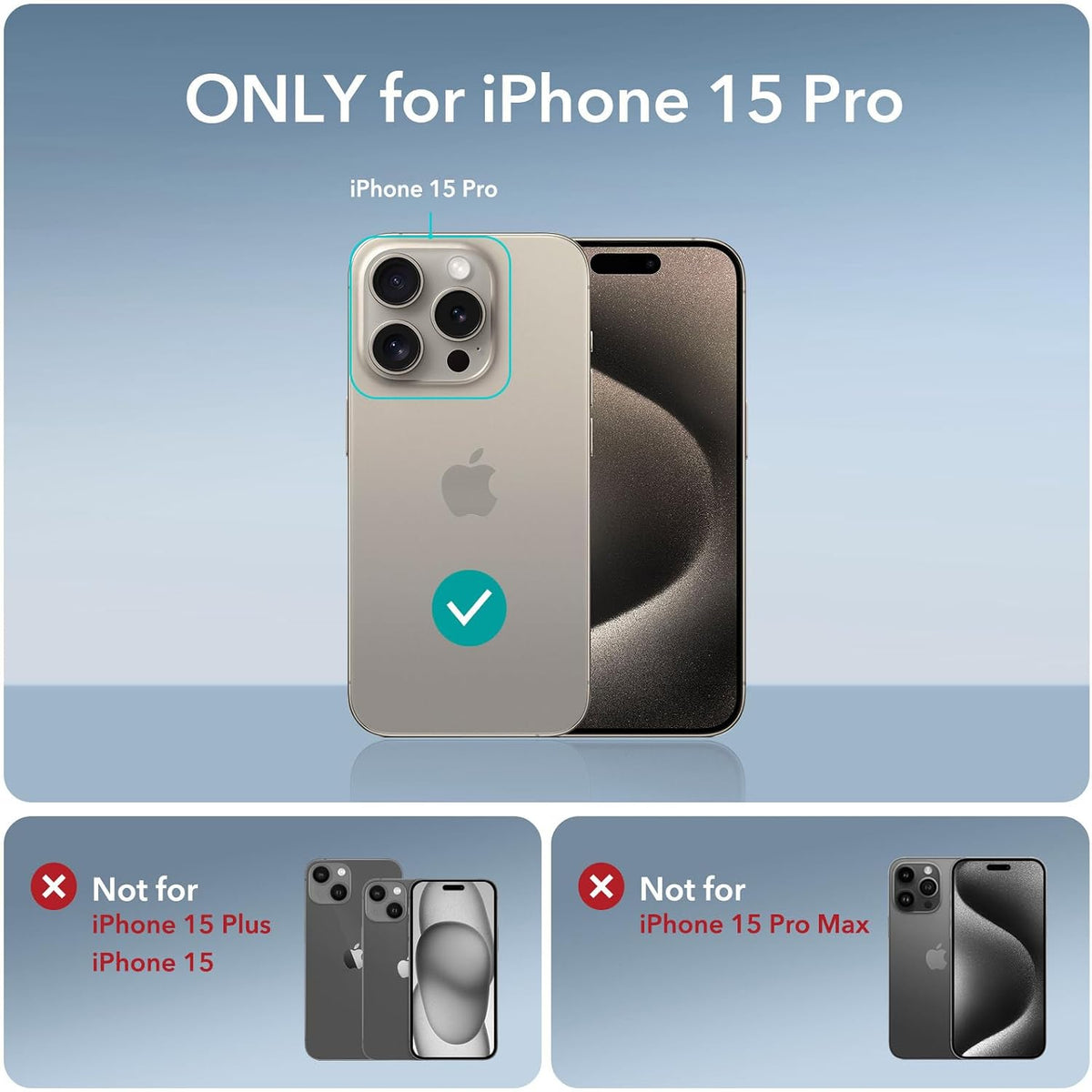 B0CMCPL2CV | ESR for iPhone 15 Pro Case with Screen & Camera Protector, Clear Grey | Clear Grey Set | Image 2
