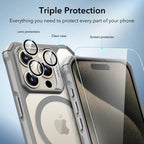 B0CMCPL2CV | ESR for iPhone 15 Pro Case with Screen & Camera Protector, Clear Grey | Clear Grey Set | Image 6