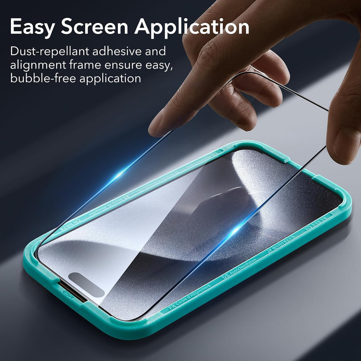 B0CMTPJXXY | ESR 3 Pack for iPhone 15 Pro Screen Protector, Align Frame | 3 Pack | Image 8