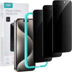 B0CMTPX2TS | ESR 3 Pack for iPhone 15 Pro Privacy Screen Protector, Align Frame | 3 Pack Privacy | Image 1