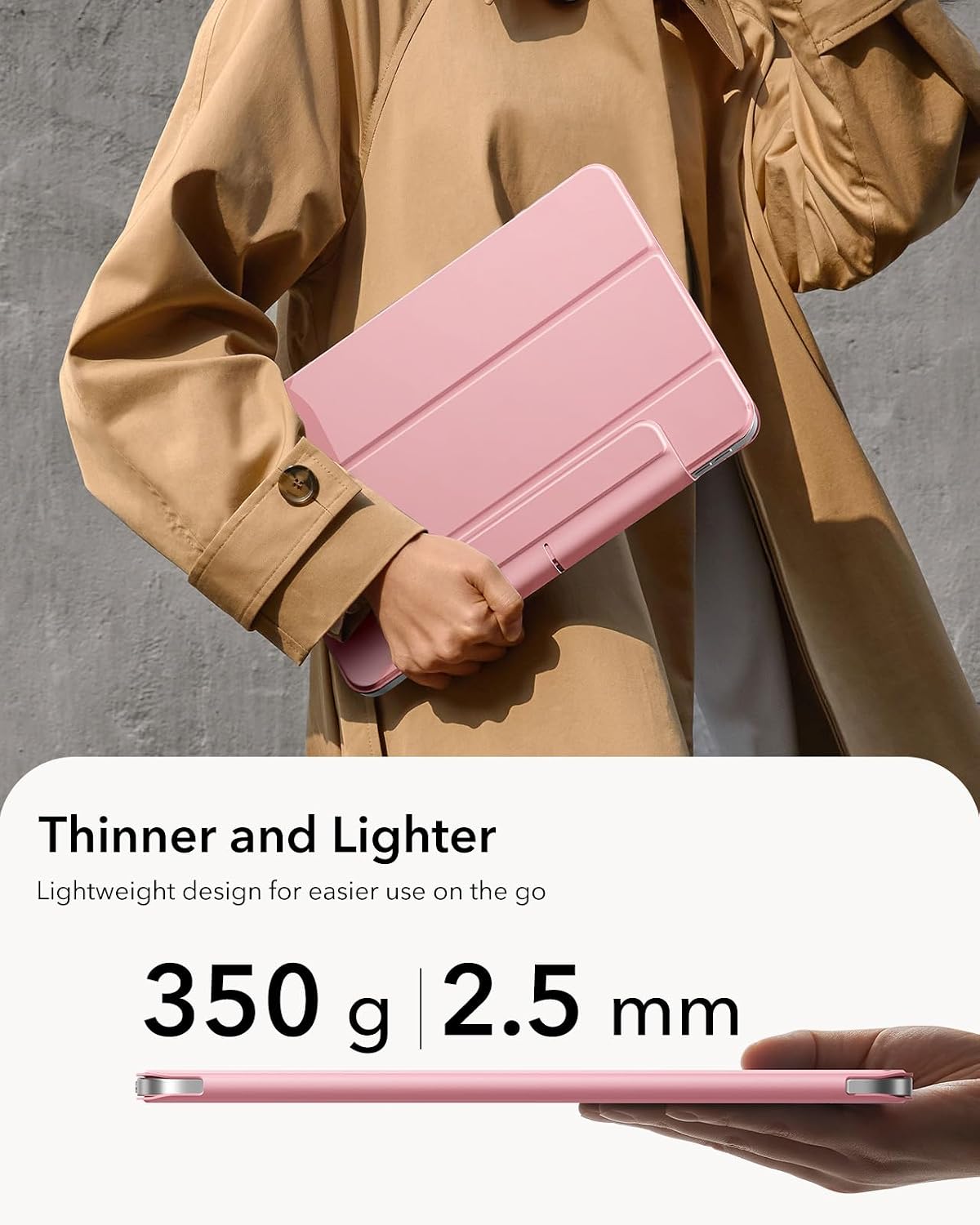 B0CRHJDPTP | ESR for iPad Air 13 Inch Case M4/M3/M2, iPad Pro 12.9 Case, Pink | pink | Image 3