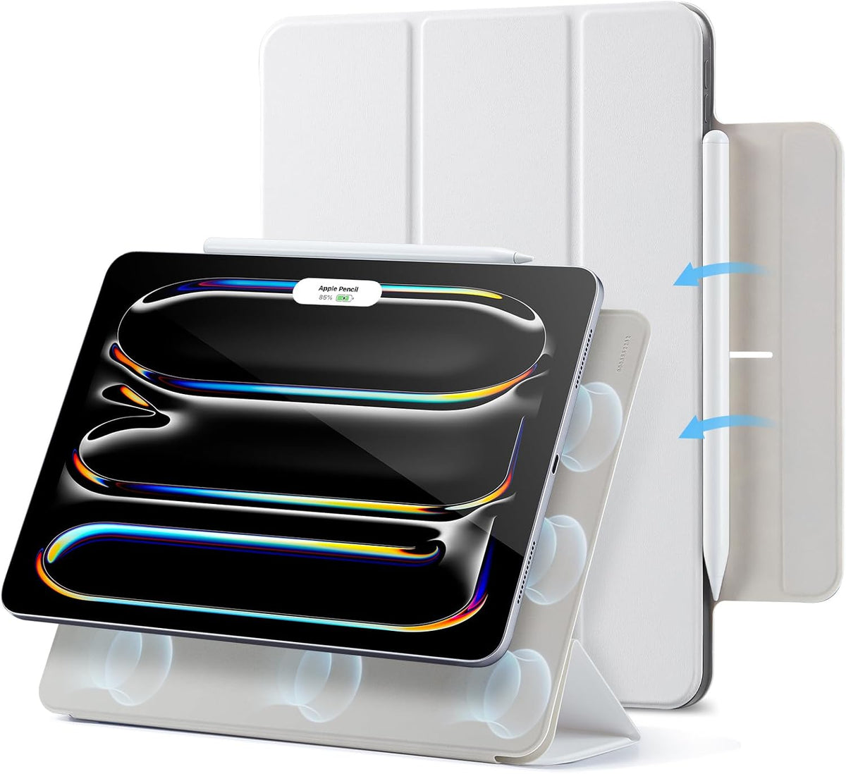 B0CRHBGQ54 | ESR for iPad Pro 13 inch Case (2024), Powerful Magnetic Attachment, Slim Trifold Stand Case, Supports Apple Pencil Pro and Pencil (USB-C), Auto Wake/Sleep, Durable Protection, Rebound Series | White | Image 10