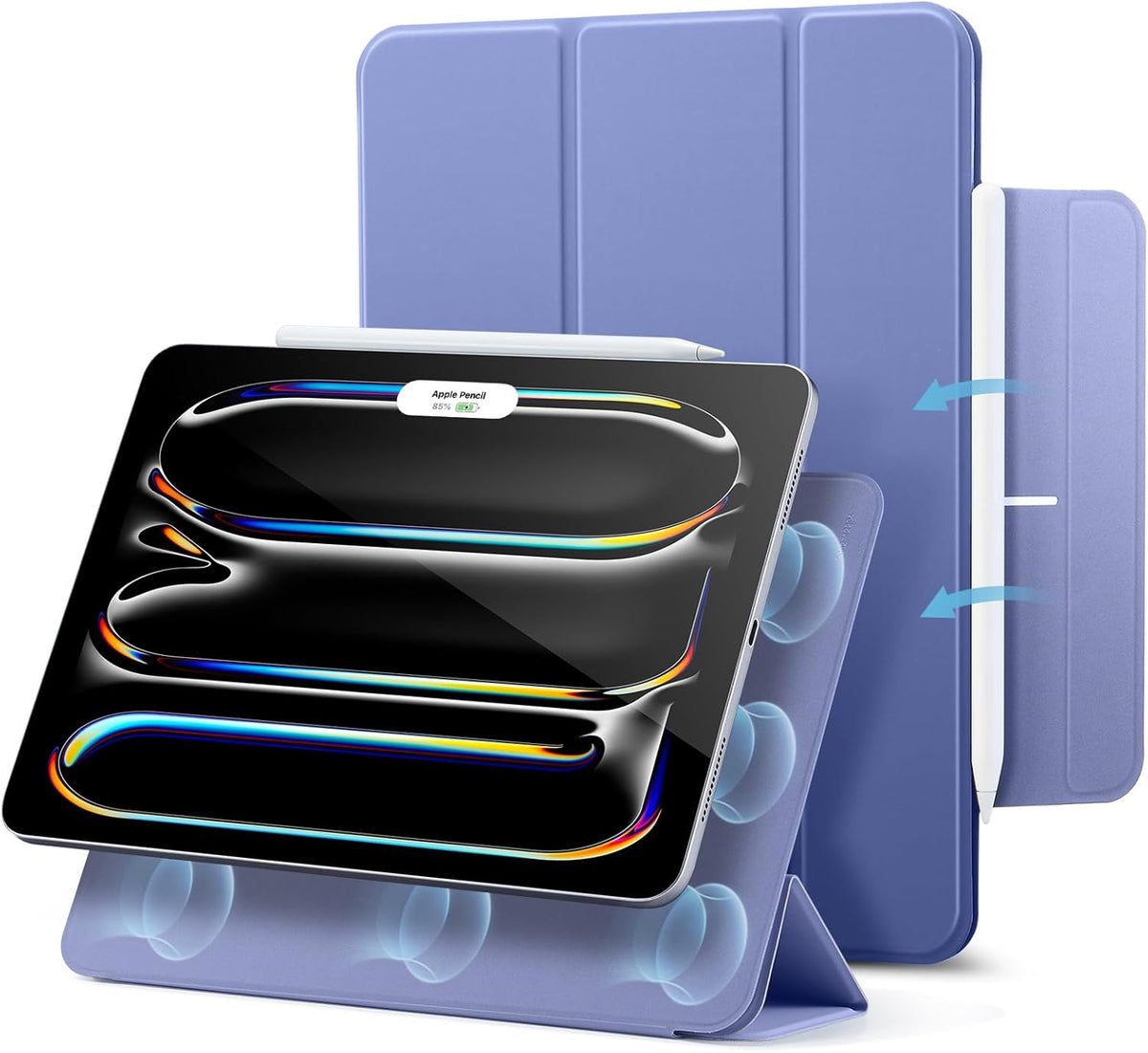 B0CRHKS7HM | ESR for iPad Pro 13 inch Case (2024), Powerful Magnetic Attachment, Slim Trifold Stand Case, Supports Apple Pencil Pro and Pencil (USB-C), Auto Wake/Sleep, Durable Protection, Rebound Series | Purple | Image 1