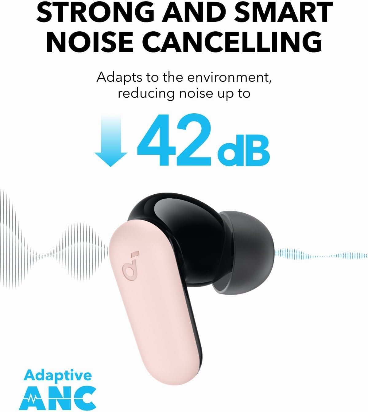 B0CRTF579W | soundcore by Anker P30i ANC Earbuds, 45H Playtime, Powerful Bass | Pink | Image 24