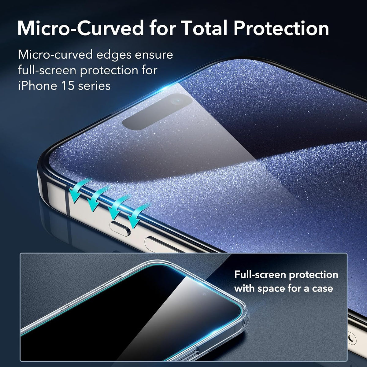 B0CRYNT67Z | ESR 3+2 Pack Armorite Screen Protector Set for iPhone 15 Pro Max, Black Edge Ultra-tough Tempered Glass Film with Flawless Fit Tray, 3-Pack with 2 Set of Individual Camera Lens Protector | Default Title | Image 5