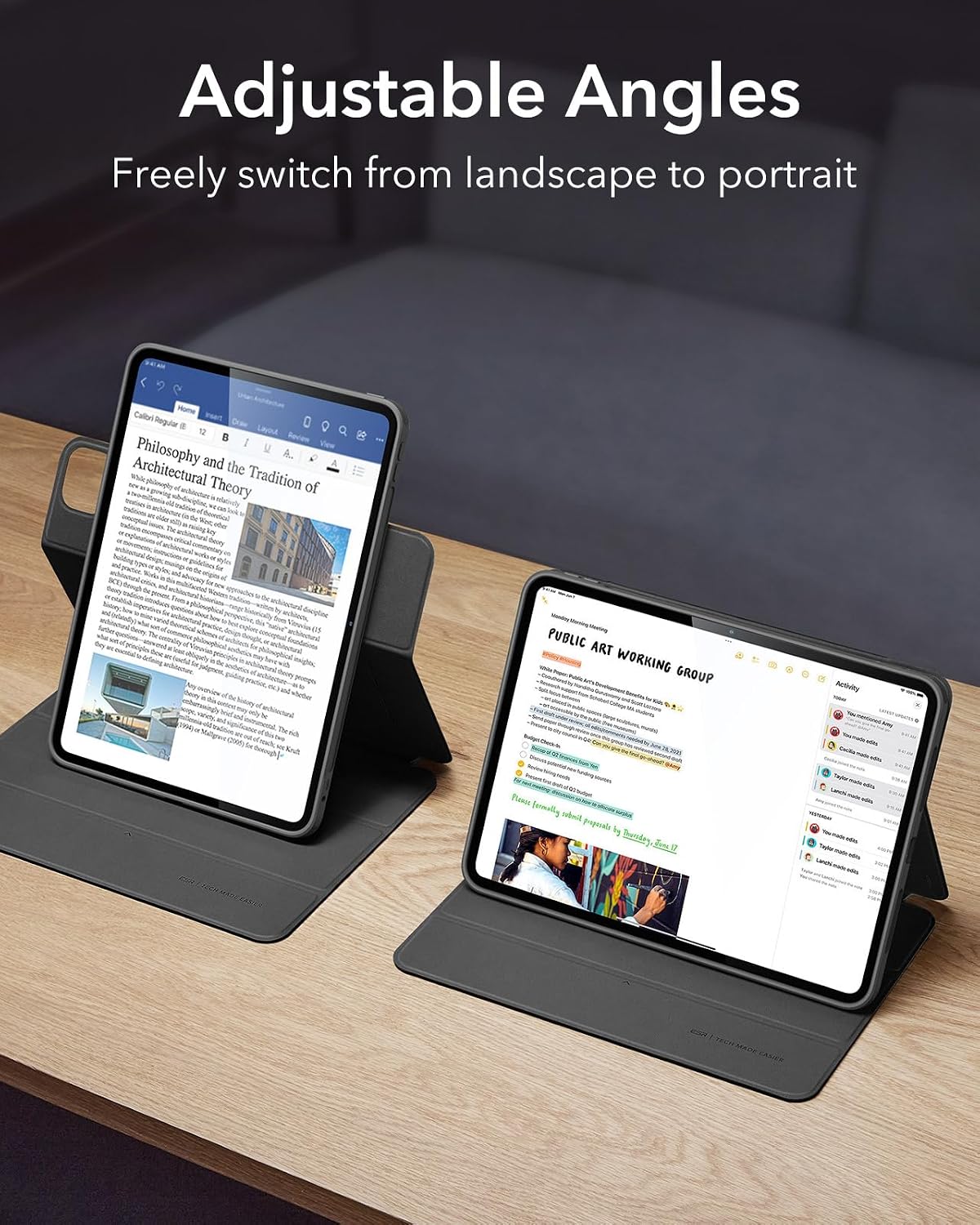 B0CSSWMHRT | ESR for iPad Pro 11 inch Case M5/M4 (2025/2024), Removable Magnetic Cover with Pencil Holder, Vertical Stand, Fully Supports Pencil Pro and Pencil (USB-C), Rebound 360 Series, Black | Black | Image 5