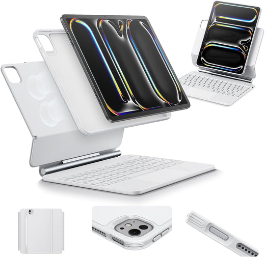 ESR iPad Pro 11 Inch Case with Keyboard (M5/M4, 2025/2024), iPad Pro 11(5th) Keyboard Case with Easy-Set Magnetic Stand, Portrait/Landscape Modes, Removable Protective Case, Rebound 360 Series, White