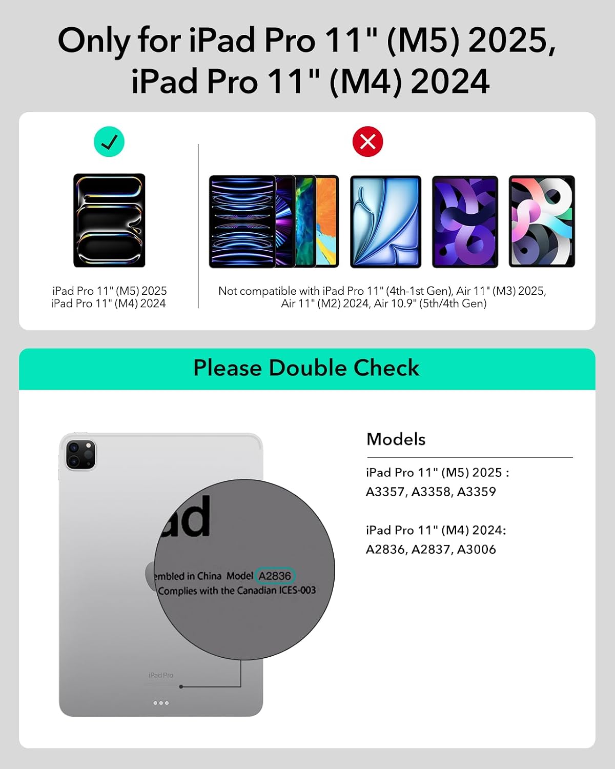B0CTBLDBF7 | ESR iPad Pro 11 Inch Case with Keyboard (M5/M4, 2025/2024), iPad Pro 11(5th) Keyboard Case with Easy-Set Magnetic Stand, Portrait/Landscape Modes, Removable Protective Case, Rebound 360 Series, Black | iPad Pro 11 inch (2024) | Image 2