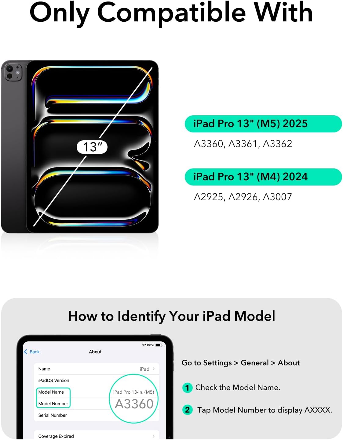 B0CTGWZ3DL | ESR iPad Pro 13 Inch Case with Keyboard (M5/M4, 2025/2024), iPad Pro 13 Keyboard Case with Easy-Set Magnetic Stand, Portrait/Raised Modes for iPad Pro 13, Removable, Rebound 360 Series, Black | iPad Pro 13 inch (2024) | Image 2