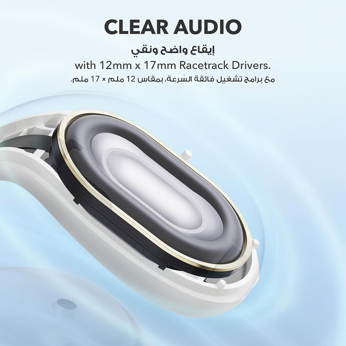 B0CTJQZ3B8 | soundcore C30i by Anker, Open-Ear Earbuds, Clip-On Headphones, Lightweight Comfort, Stable Fit, Firm-Shell Design, Attachable Ear Grips, Big Drivers for Clear Audio, 30H Play, IPX4 Water-Resistant | White | Image 5