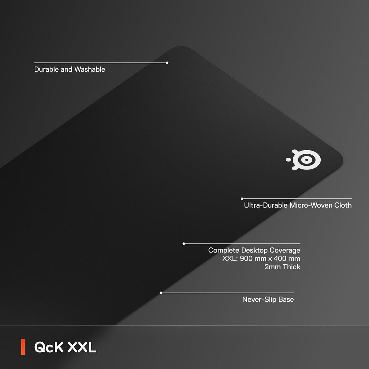 SteelSeries QcK Gaming Mouse Pad - XXL Cloth - Peak Tracking and Stability - Esports Mousepad - Never-Slip - Full Desk Coverage - Black — product image 2