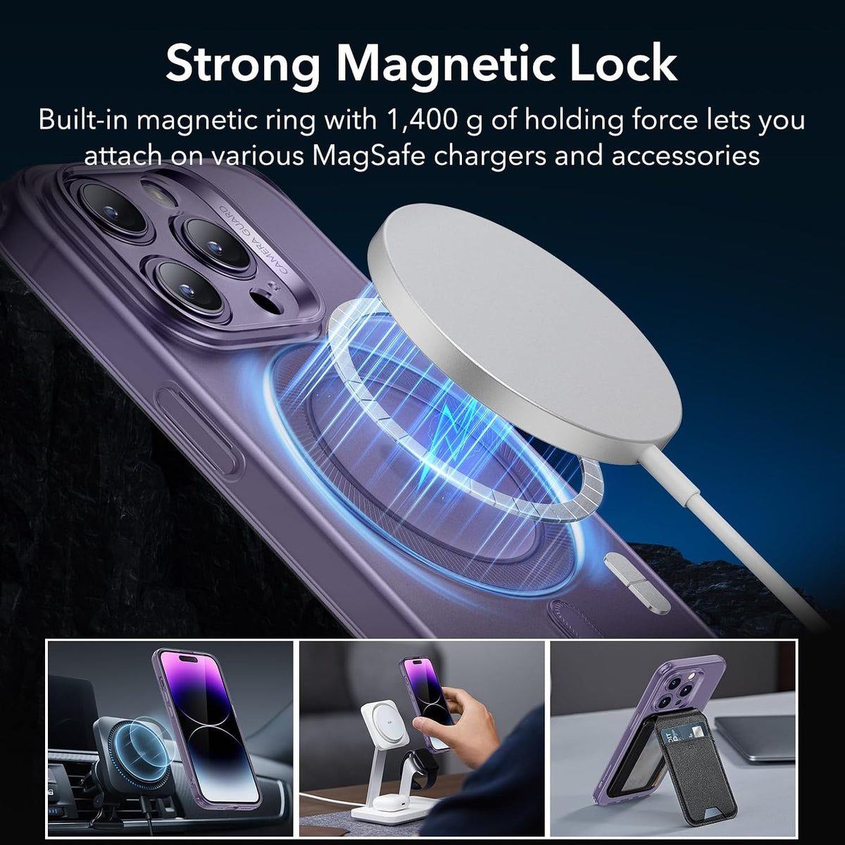 B0CWGXJS4C | ESR for iPhone 14 Pro Max Case, Compatible with MagSafe, Military-Grade Protection, Resists Yellowing and Scratches, Magnetic Phone Case for iPhone 14 Pro Max, Zero Series, Frosted Purple | Default Title | Image 5
