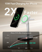 B0CX53K4GT | ESR 15W 3-in-1 Wireless Charging Station for iPhone 18 Pro/Duo/17-12 | White | Image 3